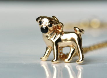 Halskette Mops vergoldet SterlingSilber Kette